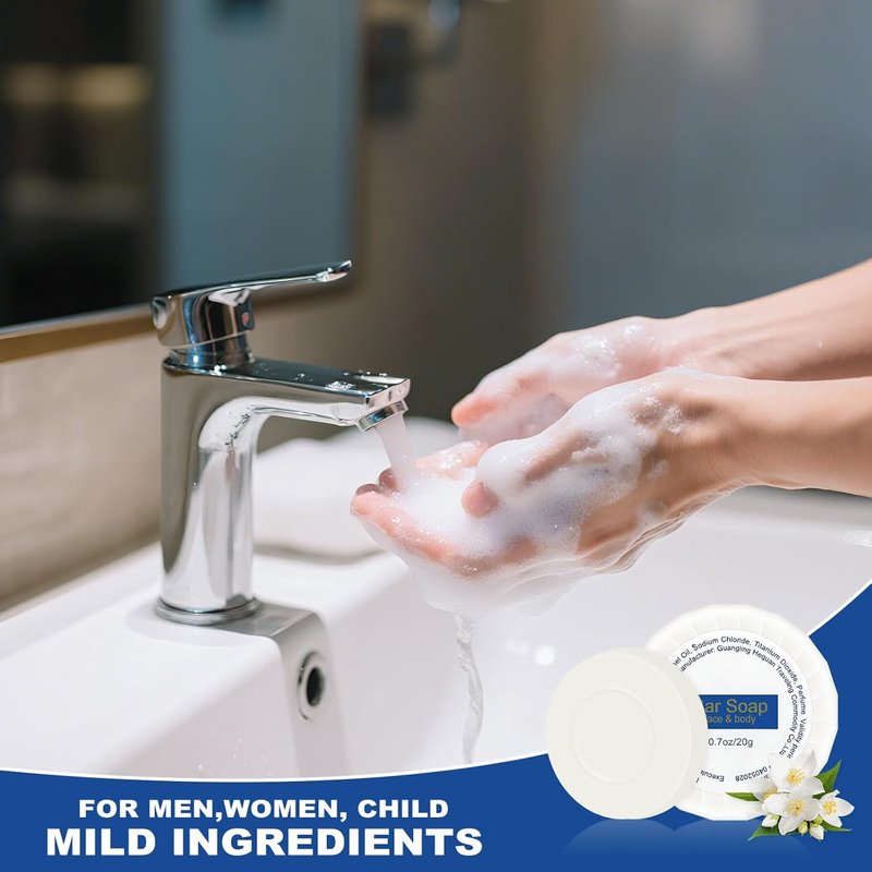 Mini Soap Bars - Individually Wrapped Round Travel Soap | 0.7oz Bulk Hotel Toiletries (100 Count)