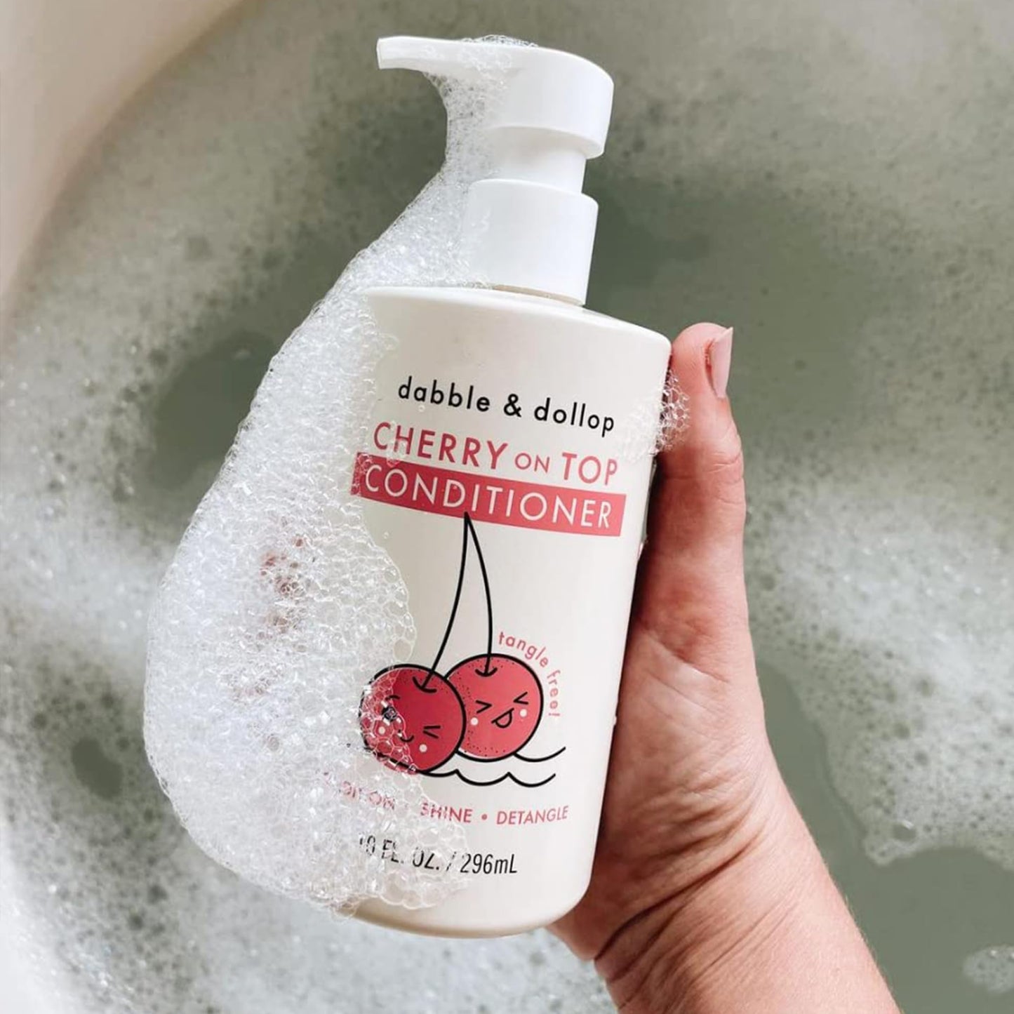 Dabble & Dollop Cherry on Top Kids Conditioner – Detangling Conditioner for Kids & Toddlers, Natural Origin, Non-Toxic, Vegan, Sulfate-Free Hair Conditioner for Soft, Smooth Hair (10 oz, Pack of 2)