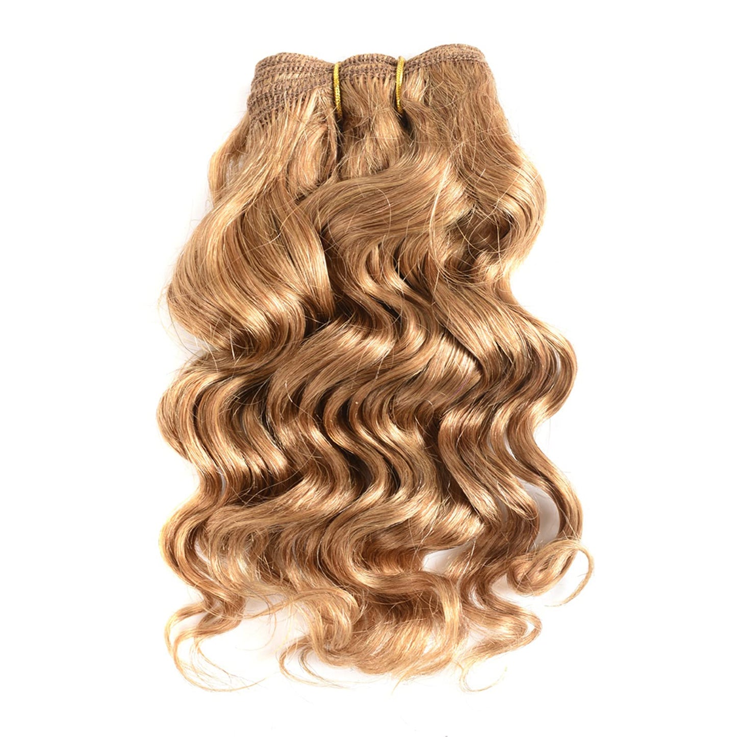 Aiokrtse Brazilian Virgin Hair 100% Human Hair Weave Bundles Curly Hair 6 bundles 8 inches with 1 closure #27 Blonde Color(6 bundles 8 inches=about 230 grams or 8.11 ounces)