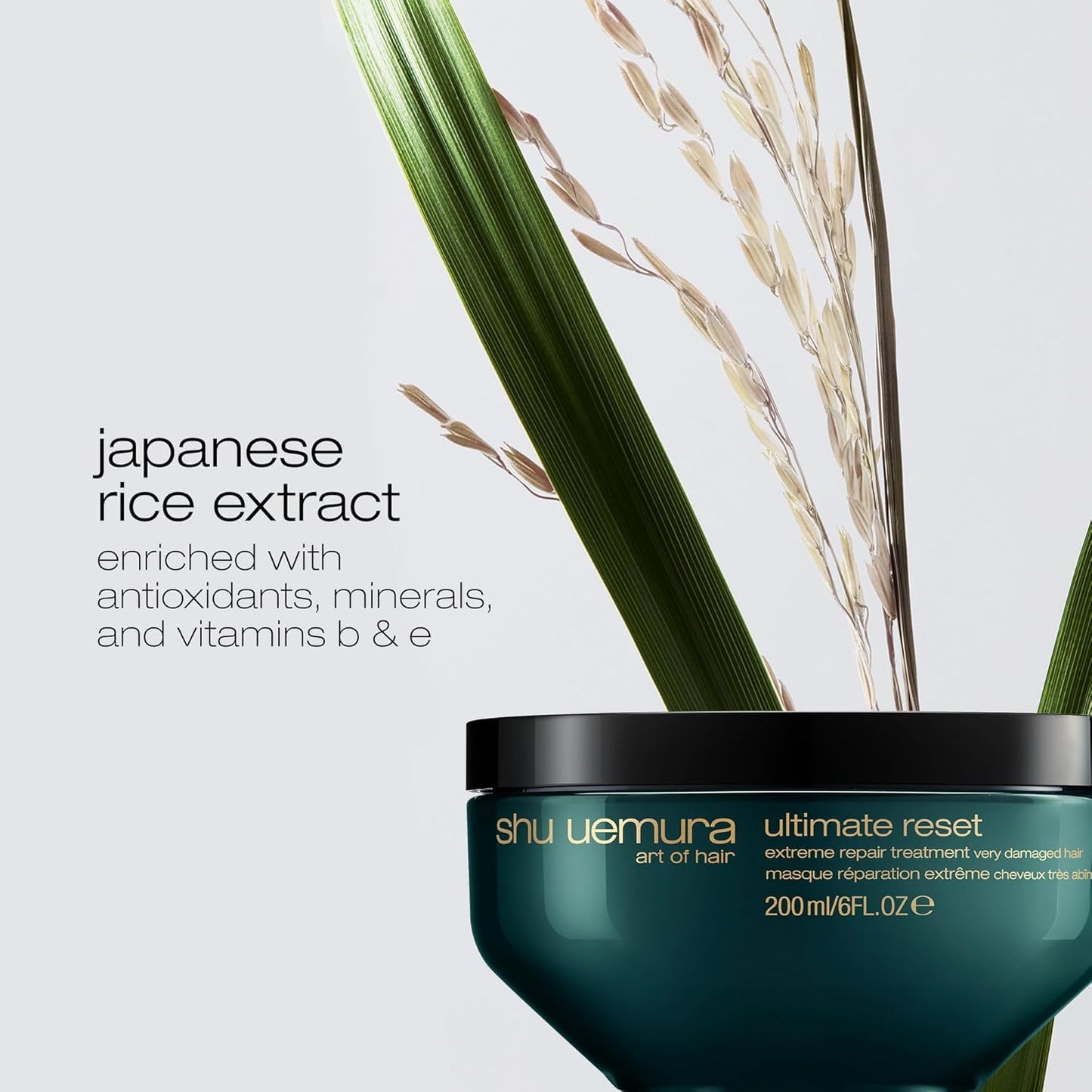 shu uemura art of hair ultimate reset extreme repair mask - formulated with japanese rice extract to reduce split ends and breakage, deeply conditions and nourishes very damaged hair, 2.5 fl oz