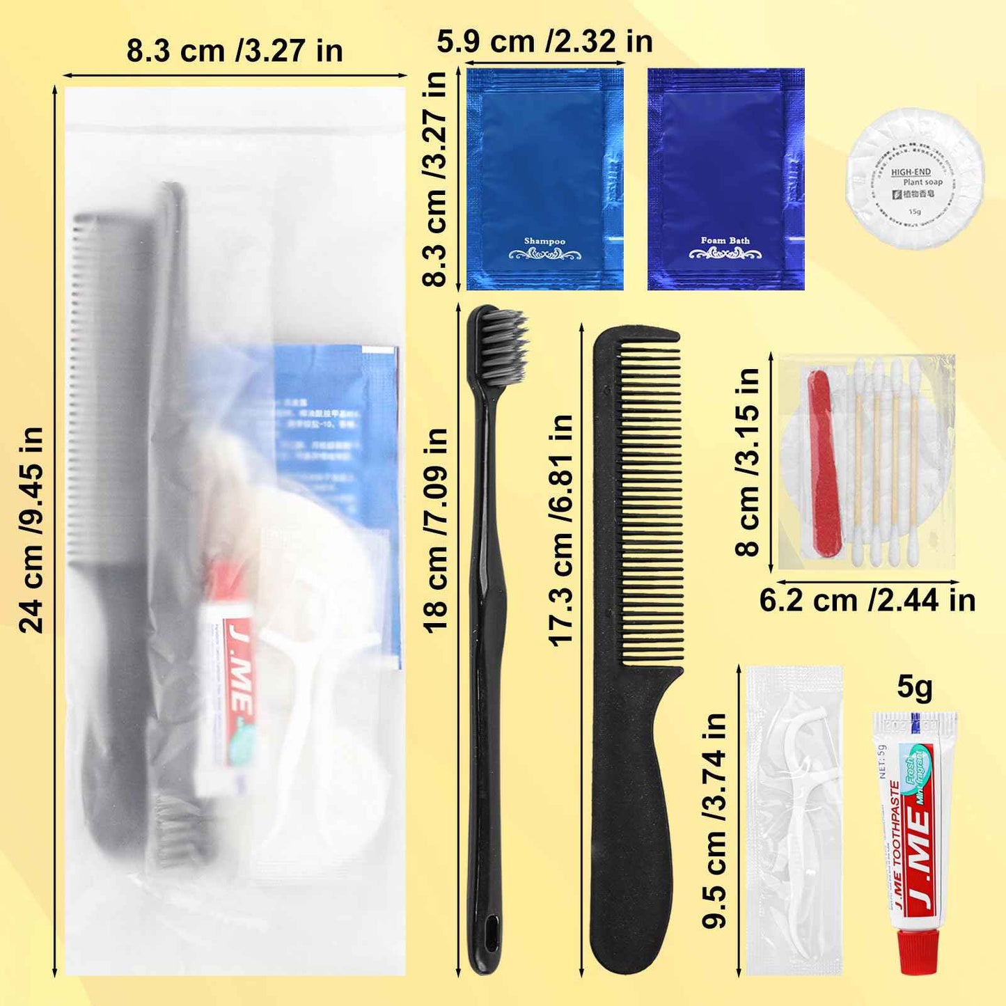 Hygiene Kit, Hygiene Kit Bulk, Individually Packed, The Travel Hygiene Kit Is Fully Equipped And Clean And Hygienic, Convenience Kits Suitable For Hotel, Camping, Home, Travel (15-PACK)