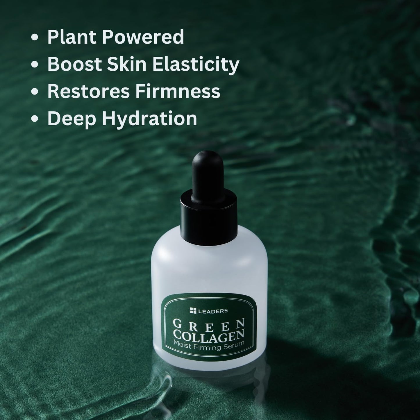 Leaders Green Collagen Moist Firming Serum – Vegan Plant-Powered Anti-Aging, Skin Firming, Hydration, Improves Elasticity, Repairs Skin Barrier, Phyto-Lacto Collagen, Suitable for Sensitive Skin 30ml