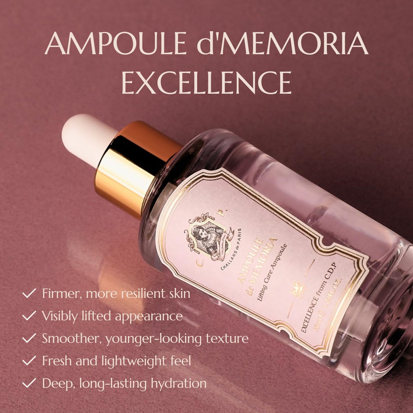 [CHALLANS de PARIS] Ampoule de Memoria Excellence – Bakuchiol Hydrating Ampoule for Skin Firmness & Moisture Care, Korean Skincare 1.23 fl. oz