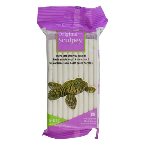 Sculpey Original ® White, Non Toxic, Polymer clay, Oven Bake Clay, 1 pound great for modeling, sculpting, holiday, DIY and school projects. Great for all skill levels