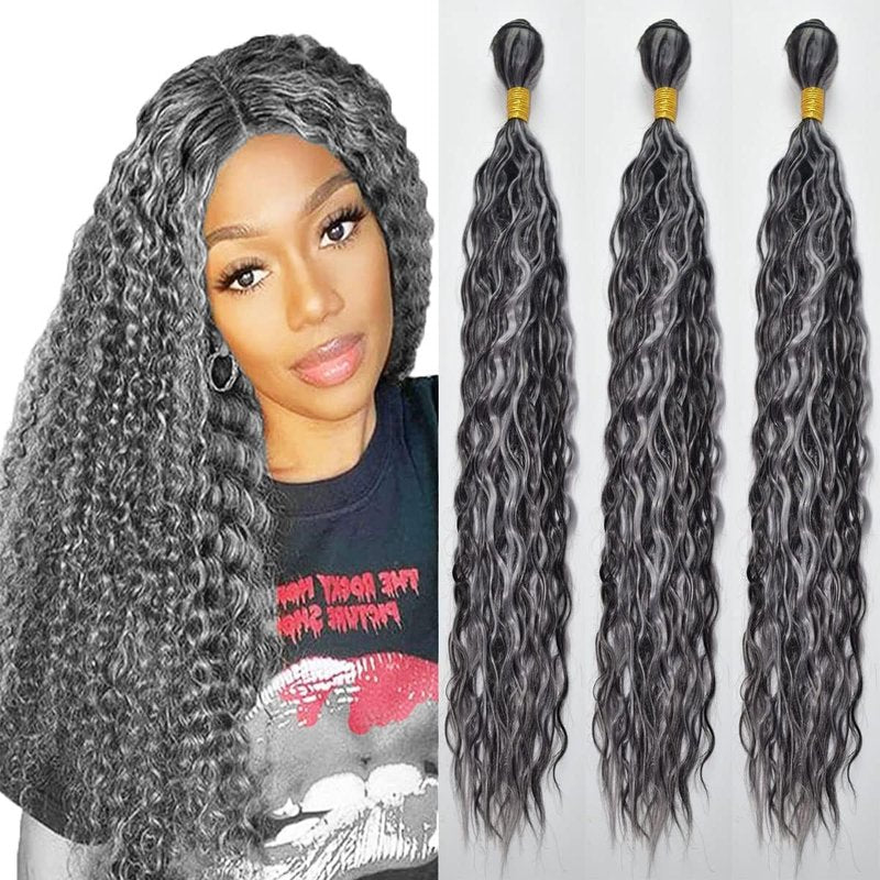Luxvogue Bundles Human Hair 14 16 18 Inch Jerry Curly P4/GREY Human Hair Bundles 11A Unprocessed Brazilian Virgin Hair Quick Weave for Black Women