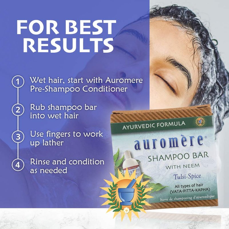 Auromere Ayurvedic Shampoo Bar - Eco Friendly, Handmade, Vegan, Cruelty Free, Natural, Non GMO, All in One Bar for Soap and Shampoo (4.23 oz), 6 pack