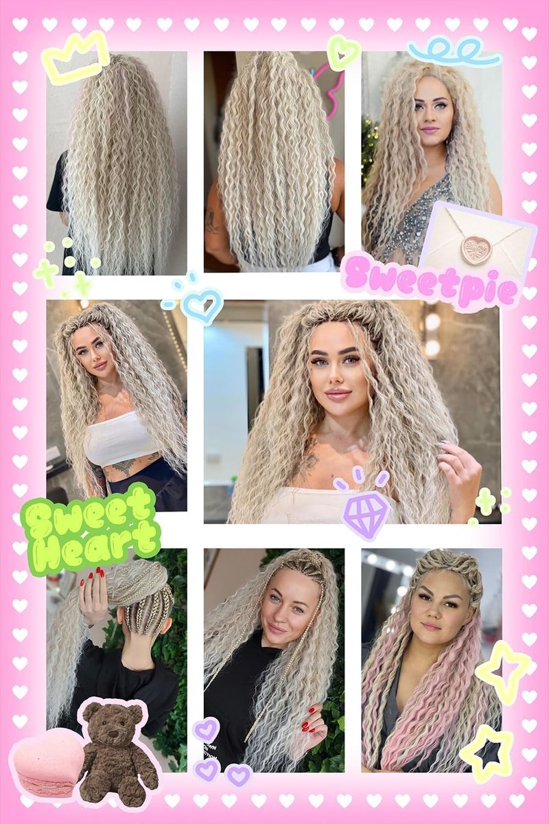 MAYSA Ocean Wave Crochet Hair 22inch Curly Braiding Synthetic Deep Wavy Crochet Hair Extensions 6packs #56C Platinum Blonde