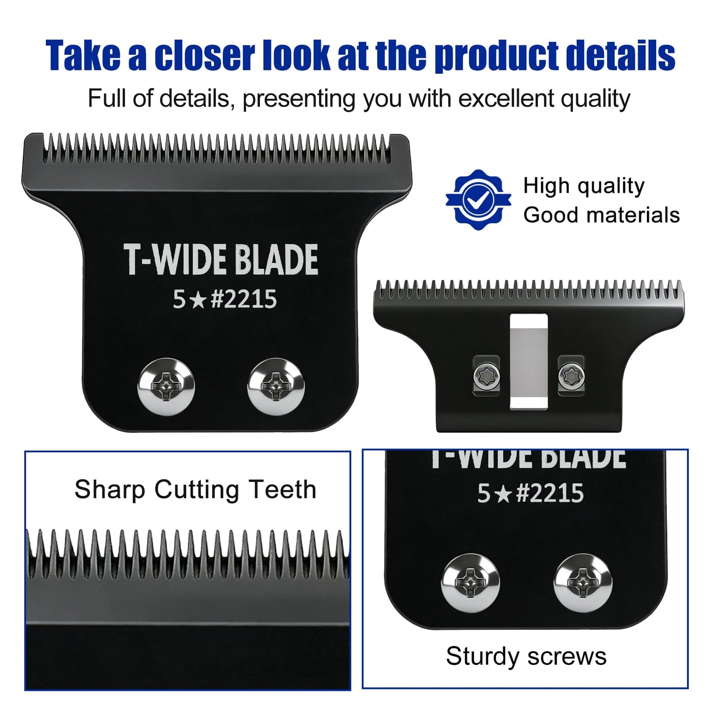 Black 2215 Replacement T Wide Blades for Wahl 5 Star Detailer Li Trimmer