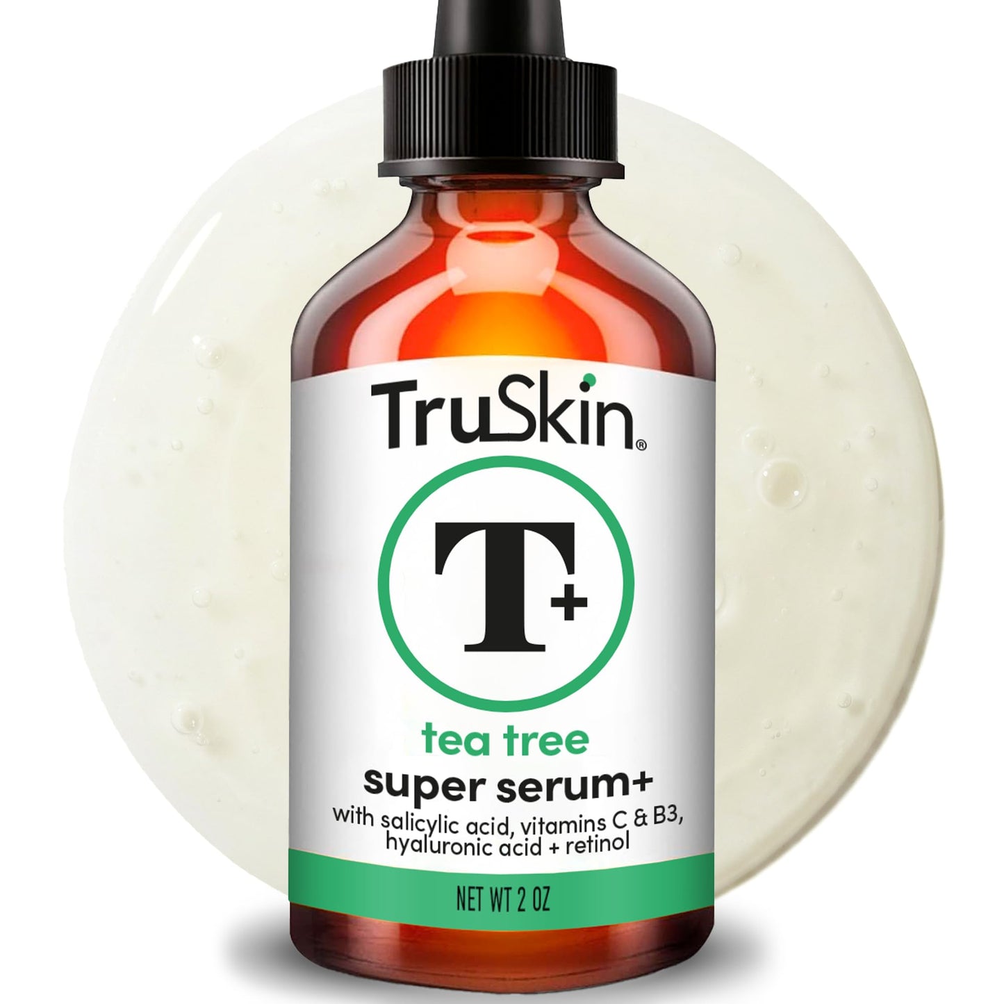 TruSkin Tea Tree Oil Acne Treatment Serum for Face - Salicylic Acid, Niacinamide, Vitamin C & Retinol - Clarifying Super Facial Serum for Acne-Prone Skin & Pores, 2 Oz