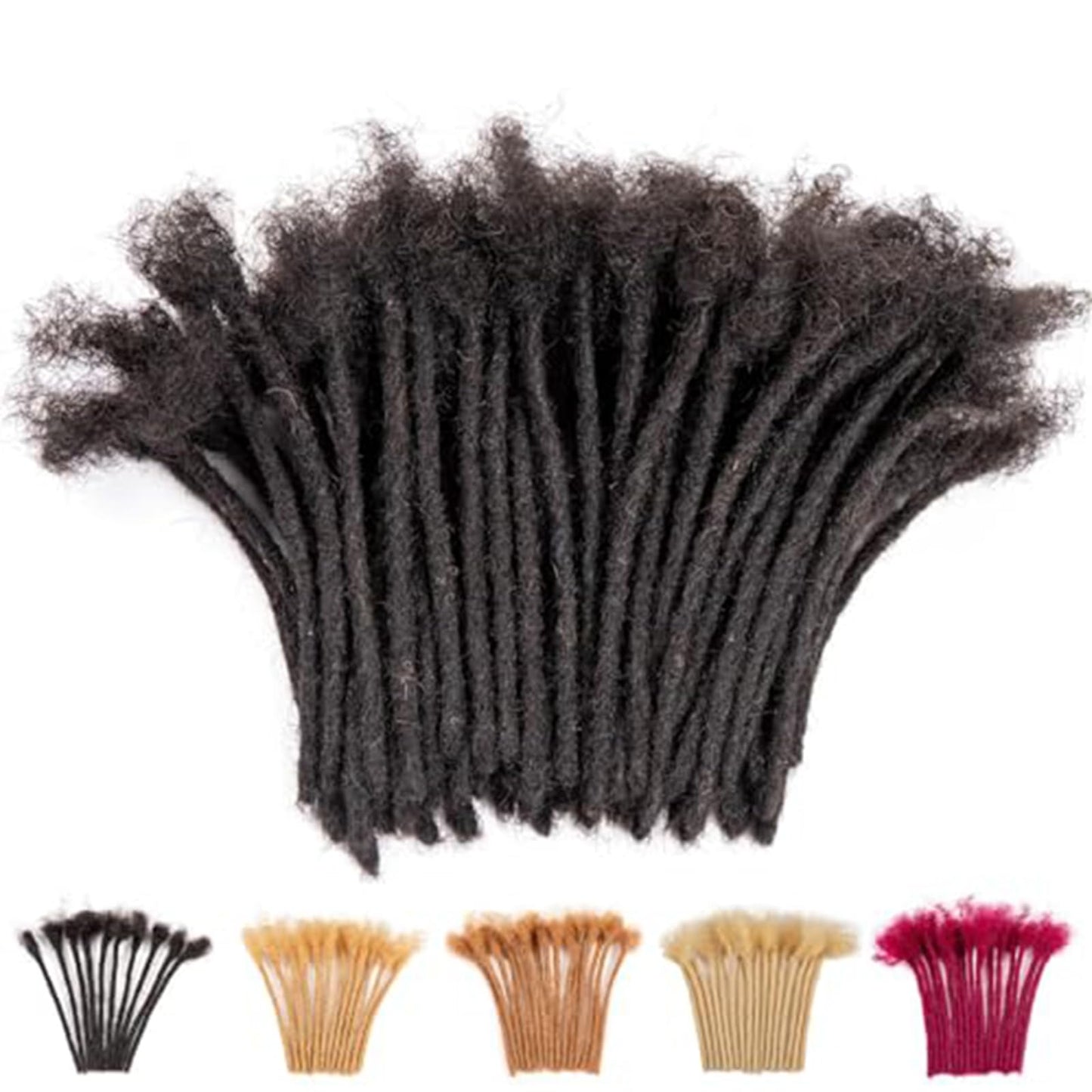 Teresa 0.4cm & 0.6cm & 0.8cm Width 100% Human Hair Dreadlock Extensions for Men/Women/Kids, Full Hand-made Locs Extensions Human Hair (0.4cm,6 Inch/20 Strands,Natural Black)