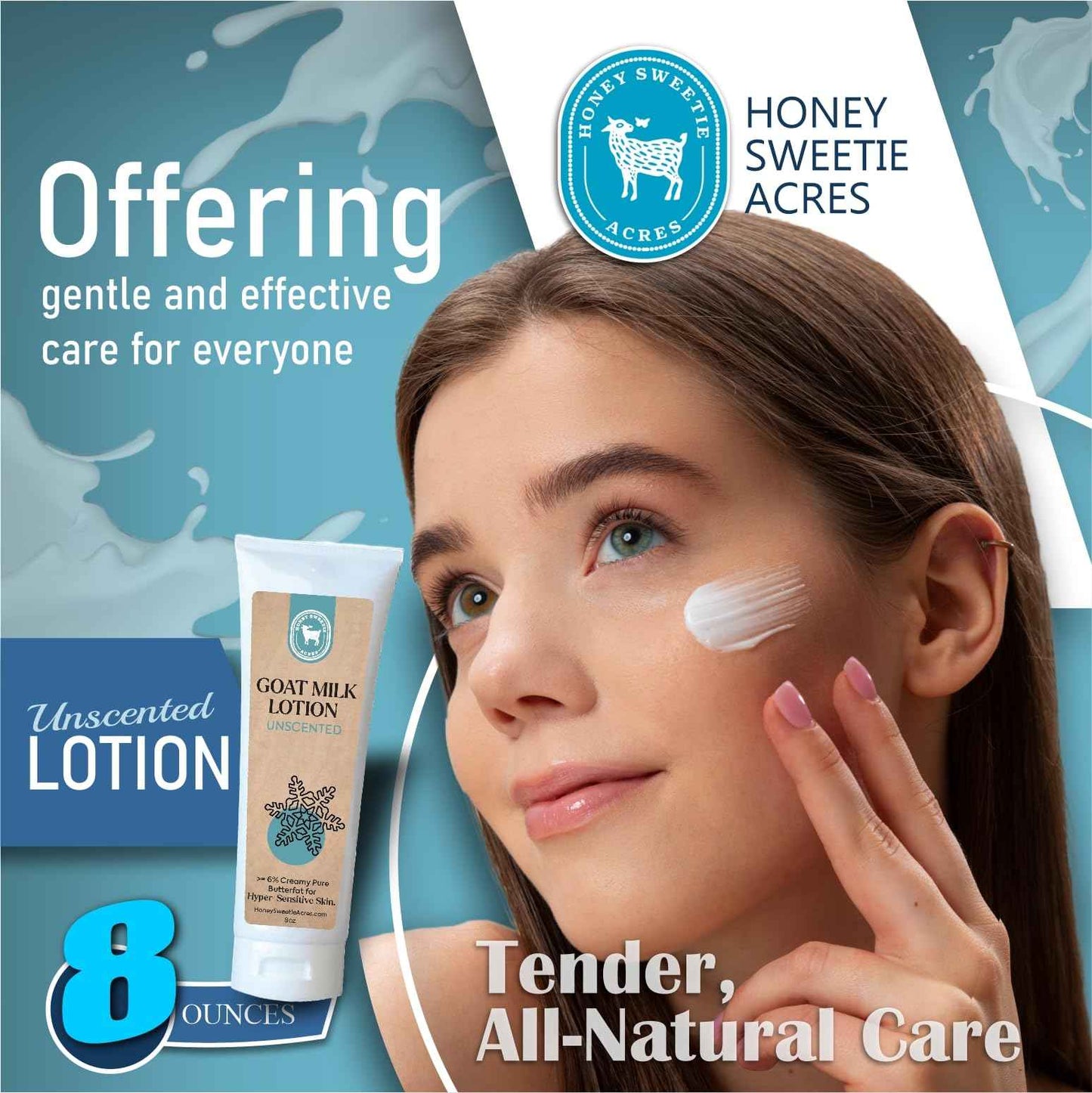 Honey Sweetie Acres Fresh Off The Goat All-Natural Goat Milk 8 oz Unscented Body Lotion is a cruelty-free, handmade lotion that hydrates and moisturizes - Made in the USA