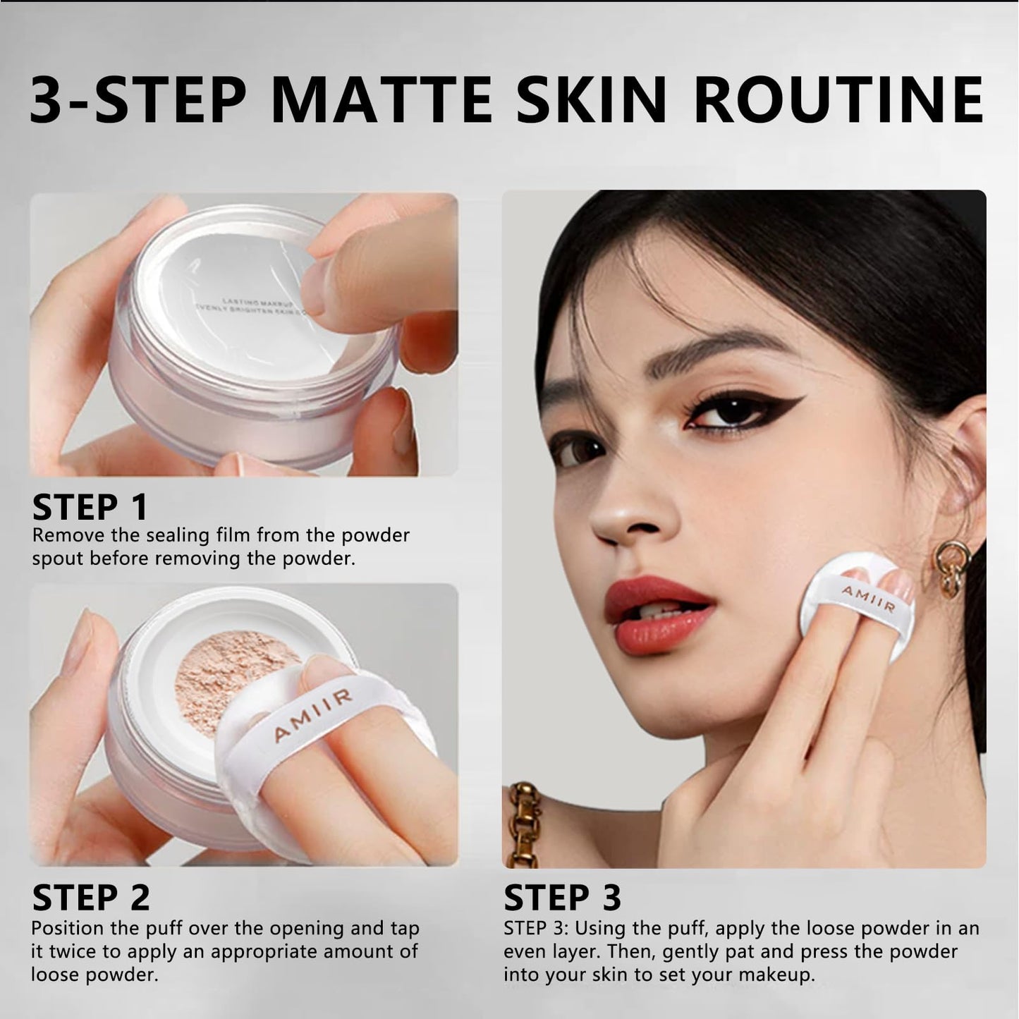 AMIIR Loose Setting Powder Makeup for Face - Talc-Free, Mattifying, Translucent Finish, Oil Control, Crease-Resistant, Perfect for Makeup Setting & Smoothing Pores on Oily Skin (#02 True Nude)