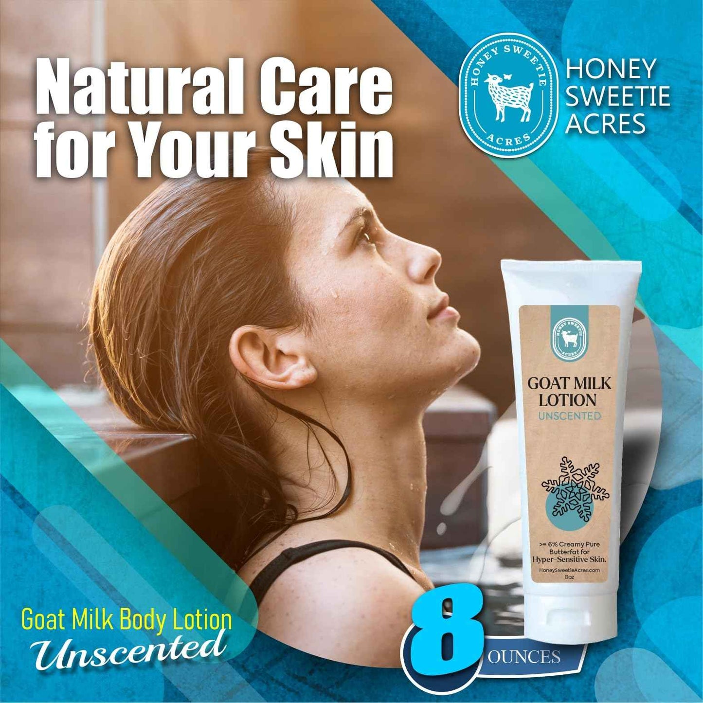 Honey Sweetie Acres Fresh Off The Goat All-Natural Goat Milk 8 oz Unscented Body Lotion is a cruelty-free, handmade lotion that hydrates and moisturizes - Made in the USA