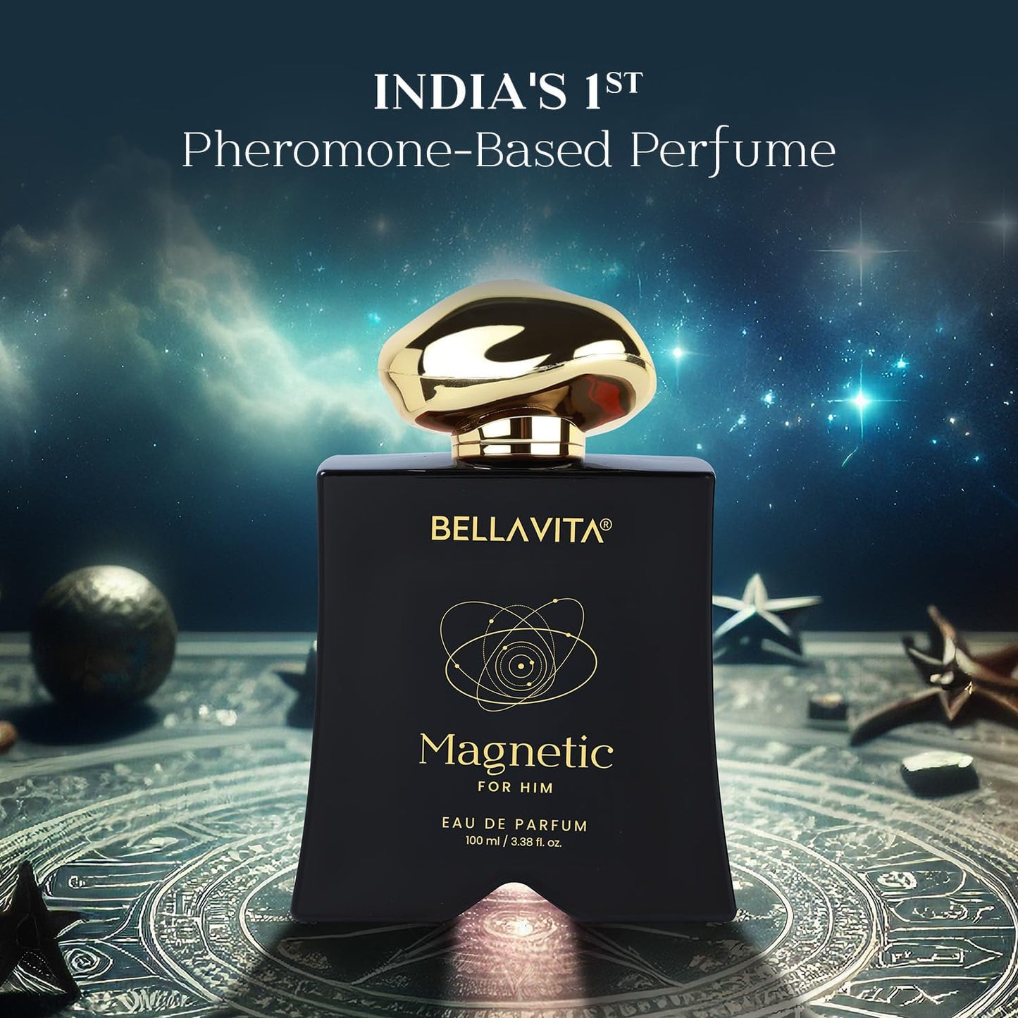 Bellavita Luxury Magnetic for Him Eau de Parfum | 100 ml (3.4 fl.oz.) | Perfume for Men | Oriental-Fresh, Bergamot, Jasmine, and Cedarwood Notes | Long Lasting Men's Fragrance