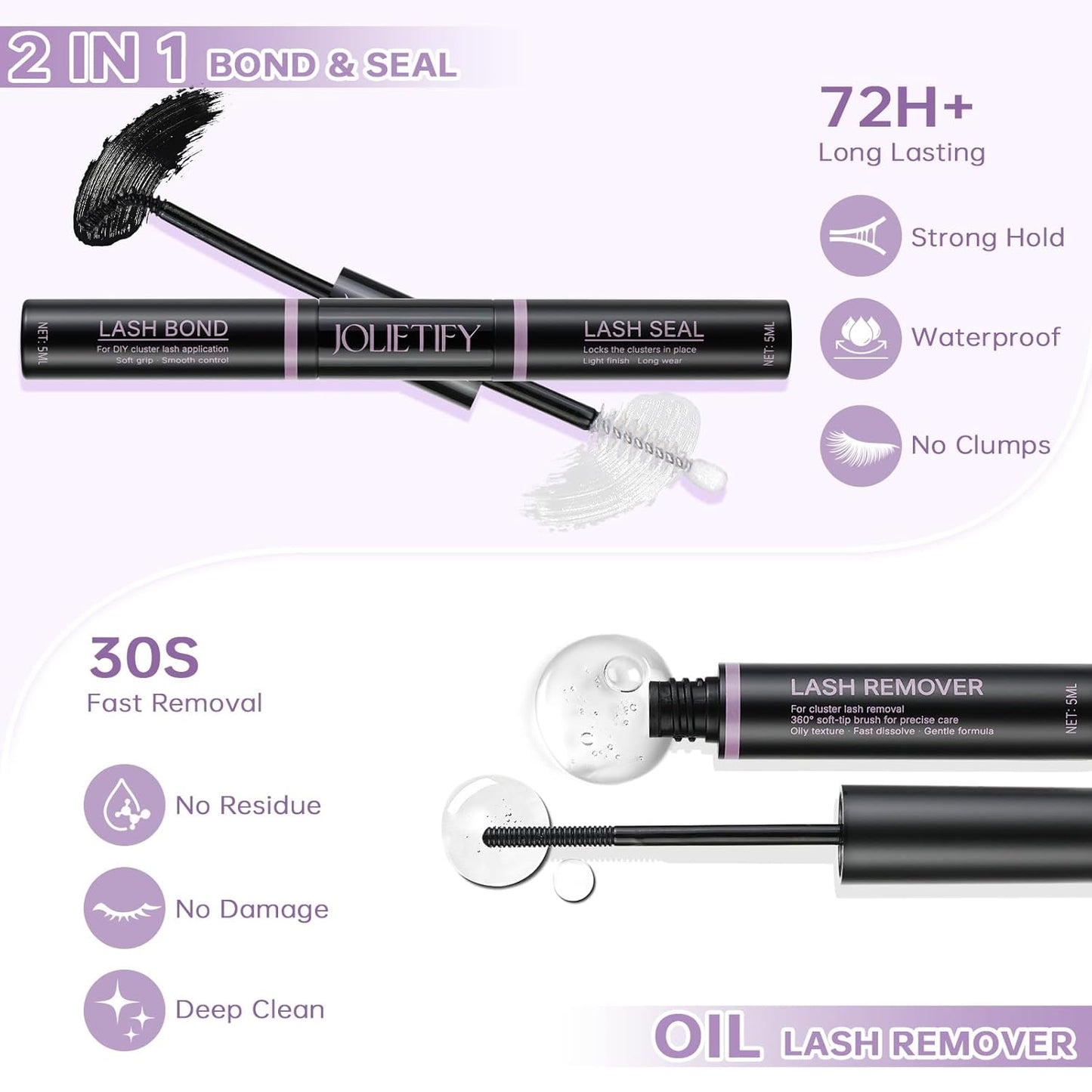 Lash Extension Kit - Foxy Layered Faux Mink Clusters | Lightweight, Waterproof Bond & Seal, Tweezers Included