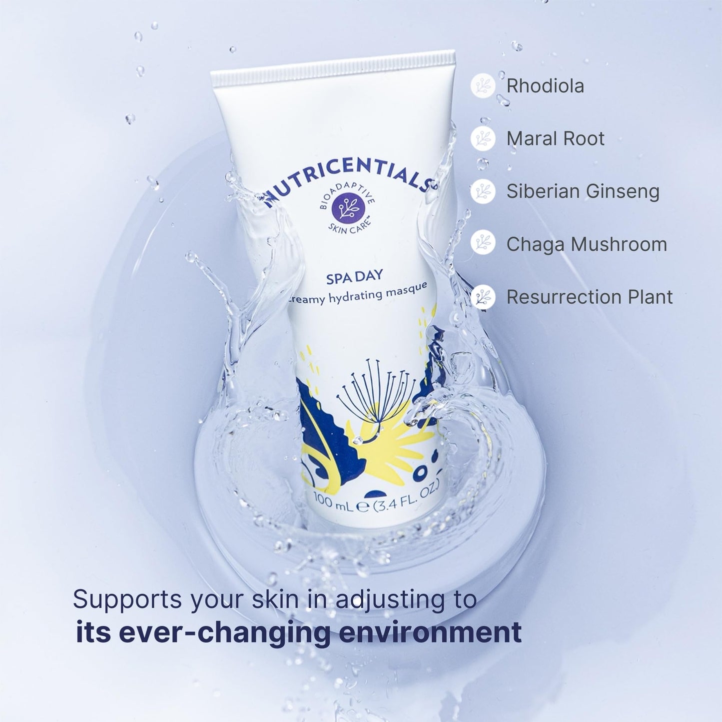 Nutricentials Spa Day Creamy Hydrating Masque 3.4 Fl. Oz - Soothe, Moisturize, and Improve Skin Tone with Cactus and Pine Cone Extracts - Nourishing Formula for Radiant and Healthy-Glowing Complexion