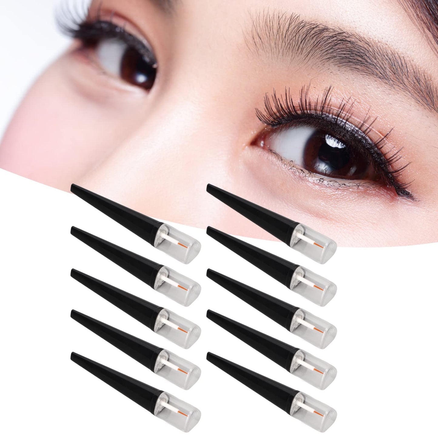Liquid Bottle, 10pcs Eyelash Growth Liquid Bottle, Refillable Transparent Empty Tubes with Black Cover for Cosmetic 5ml
