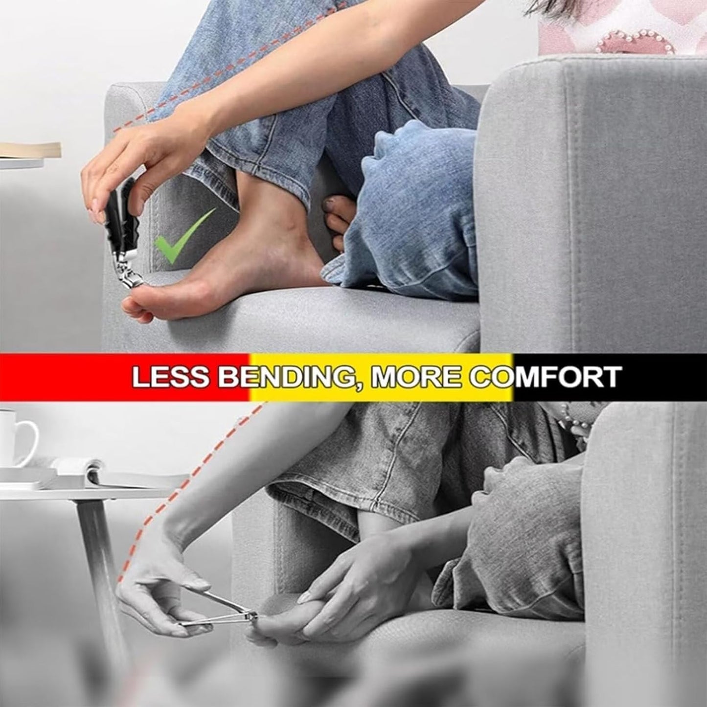 Long Handle Toenail Clipper for Seniors - Ergonomic Stainless Steel Design with Non-Slip Grip | Ideal for Thick Nails
