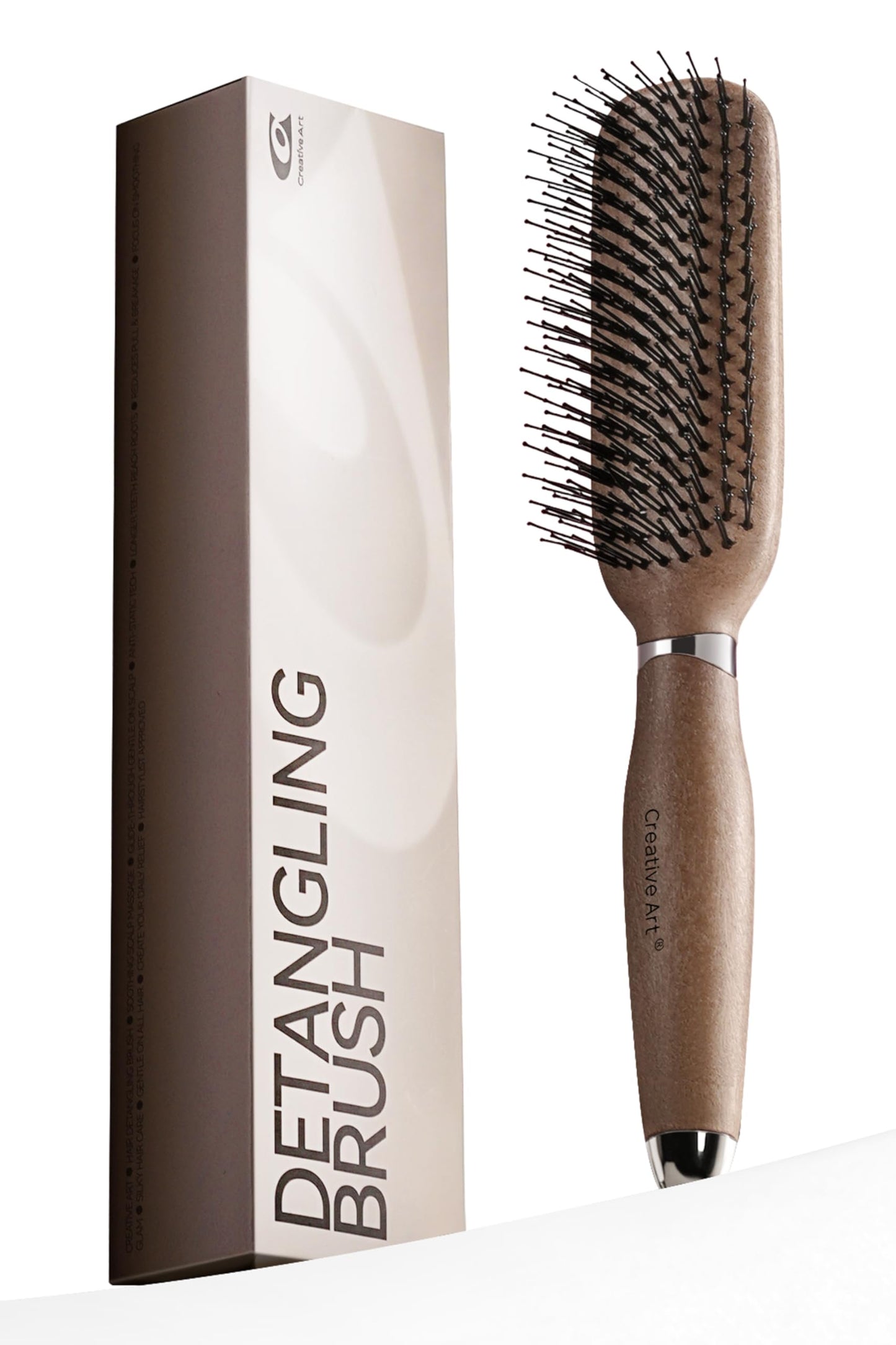 Detangler Brush for Curly Hair, Detangling & Curl Defining Hairbrush for Women & Men, Soft Double Nylon Bristles, Eliminates Knots & Breakage, Wet & Dry Styling Brushes for Fine/Straight/Long Hair