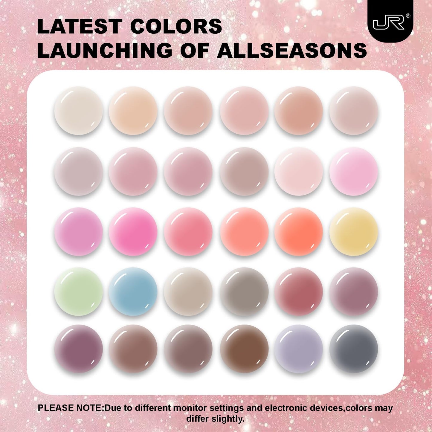 JR 35pcs 10ml Gel Nail Polish Same Color Same Bottle Red Pink Nude Gel Polish Set Base Top Matte Coat For Nail Salon Professional Nail Art Manicure for Women A Set