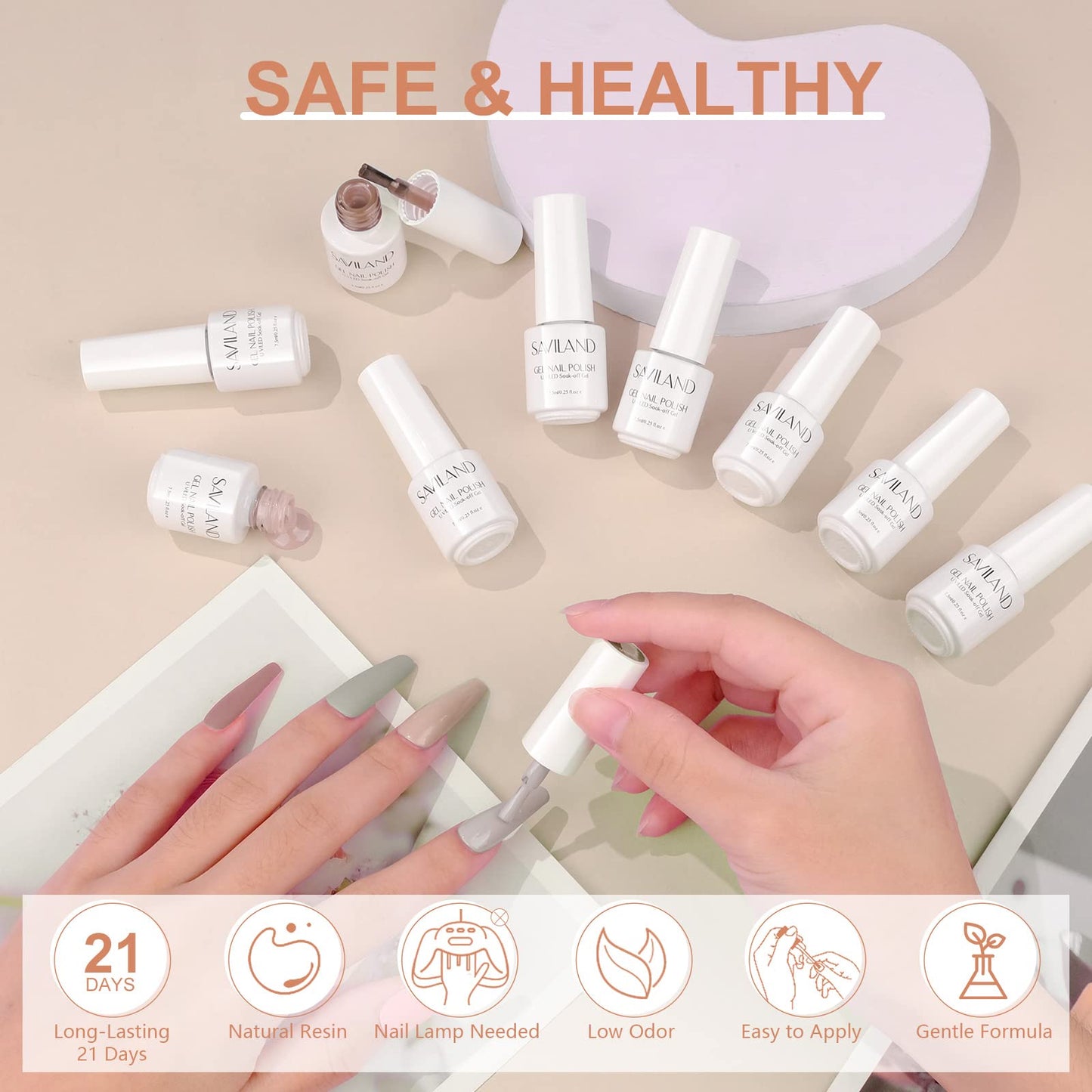SAVILAND 33PCS Gel Nail Polish Set Classic Glitter White Soak-off U V Nail Polish with Base & Glossy Matte Top Gel French Manicure Nail Art Starter Set for Salon Home & Gifts