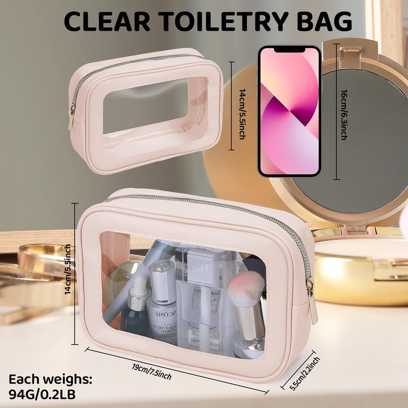 8 Pcs TSA Approved Toiletry Bags Clear Toiletry Bag Diaper Bag Organizer Pouch Set PVC Makeup Pouch with Zipper Waterproof Clear Cosmetic Storage for Travel Purse Organizer Women Men Mothers Day Gifts