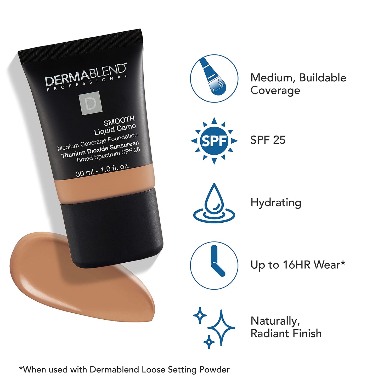 Dermablend Smooth Liquid Foundation with SPF 25, 40W Sienna, 1 Fl. Oz.