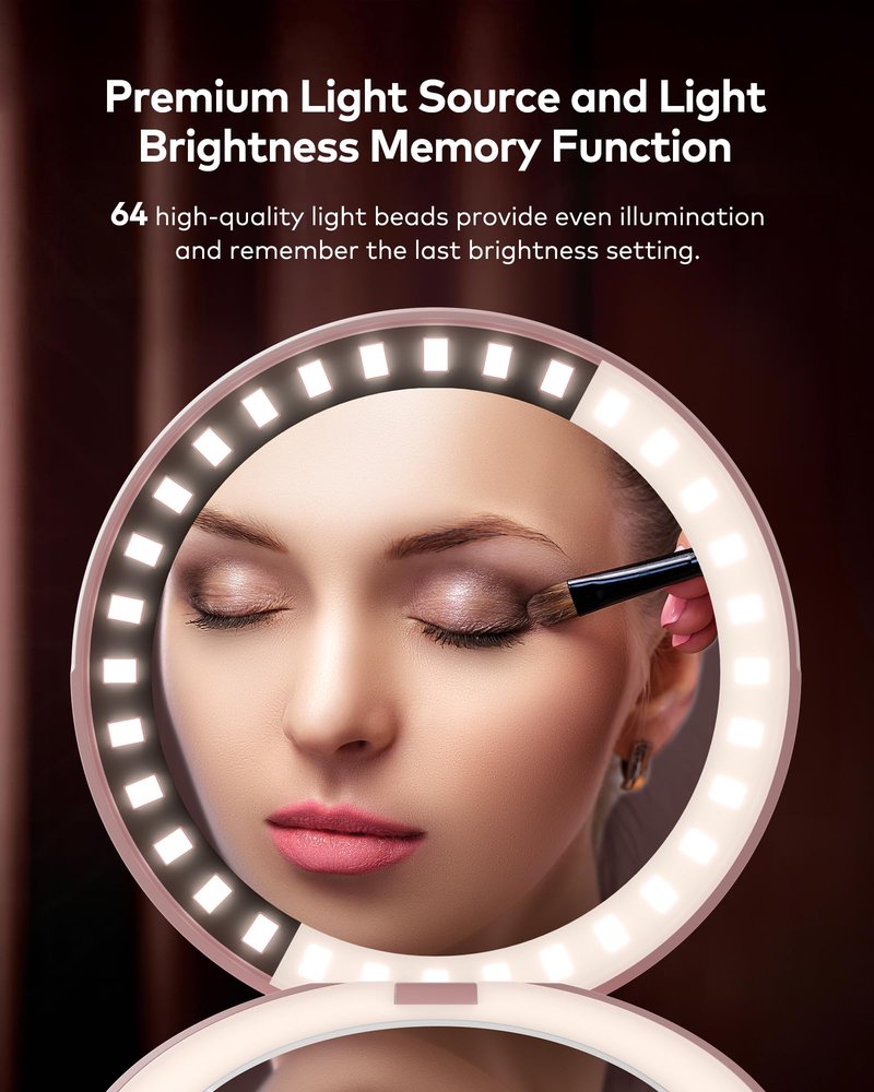 llano Compact Mirror, Lighted Travel Makeup Mirror with 1X/2X Magnifying Double Sided Dimmable Portable Pocket Mirror for Handbag and Pocket,Foldable Compact Mirror 3.6"L x 0.8"W, USB Charging(Yellow)