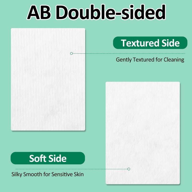 Heigble 10 Pack 500 Pcs Extra Large Cotton Cleansing Pads, 3.5 x 4.5'' Cotton Pad, Ultra Soft Large Facial Cleansing Square Bulk for Face Daily Skin Care Toner Makeup Remover, 50 White Square Per Bag