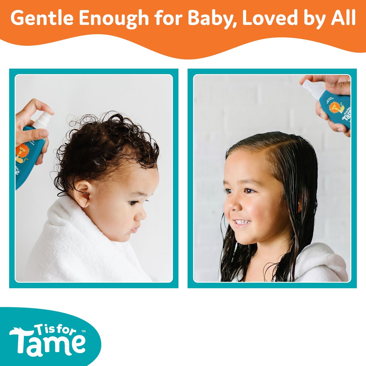 T is for Tame - Natural Hair Taming & Conditioning Spray for Kids and Babies - Tames Knots, Frizz & Detangles, Made in the USA - All Hair Types Including Curly - 4.2 fl oz (2 Pack) - Made in the USA