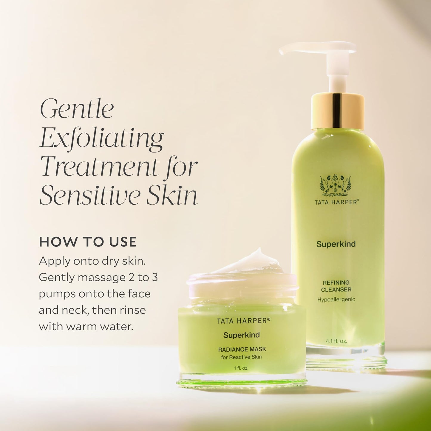 Tata Harper Superkind Refining Cleanser, Gentle Exfoliating Cleanser for Sensitive Skin, Hypoallergenic Skincare, Fragrance Free, Natural Skincare, Dermatologist Tested, Vegan, 125ml