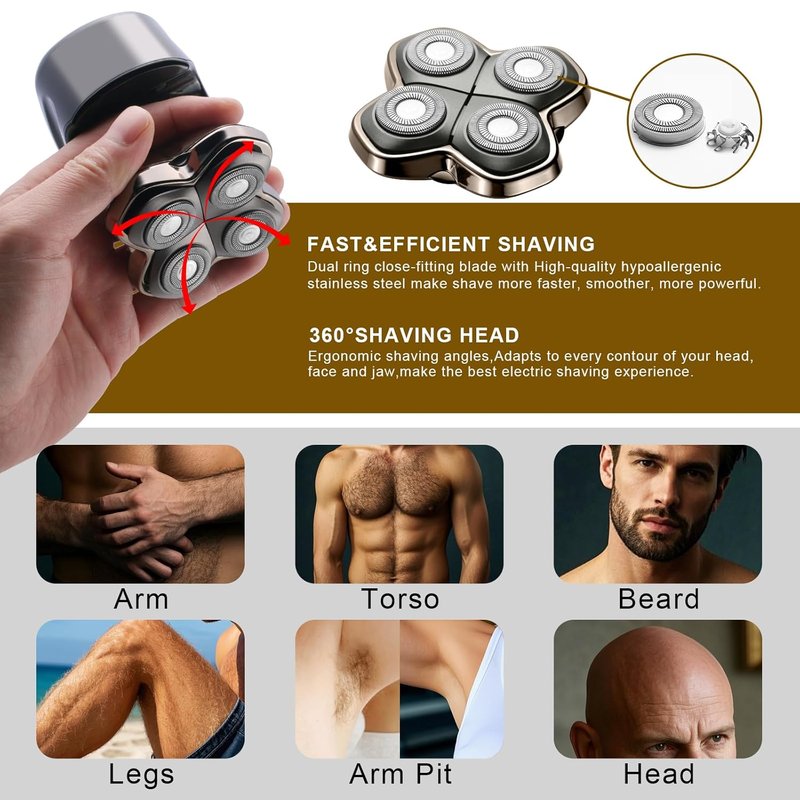 Shaver PRO 4 Head Replacement Blade - Compatible with Skull Pitbull & Butterfly Kiss Pro | Electric Bald Head Shaver Blades (2 Pcs)