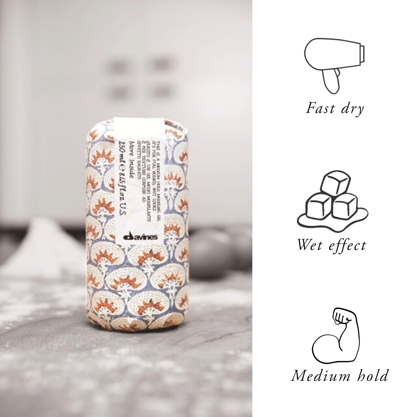 Davines This Is A Medium Hold Modeling Gel, Medium Hold Structure & Body - Adds Body & Elasticity to Defined Looks - No Flaking or Residue, 8.45 Fl Oz