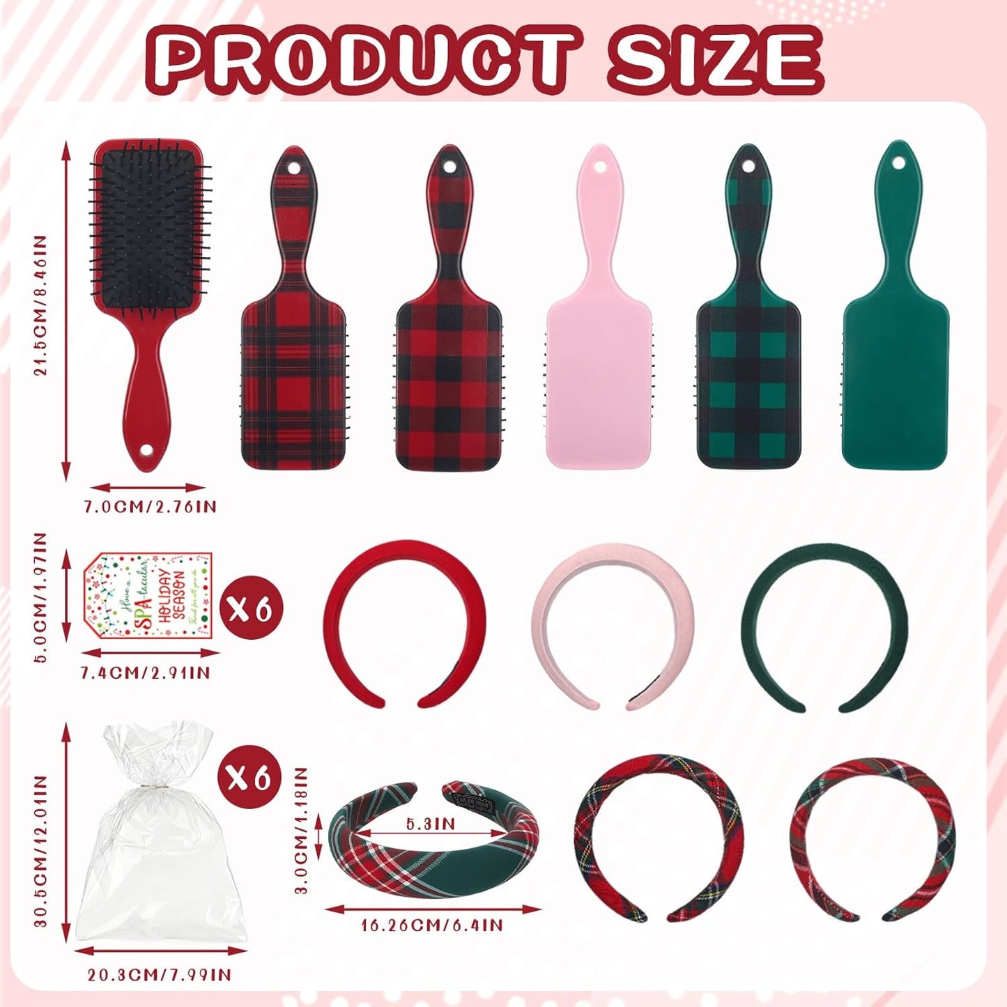Valentine Tartan Headband Set - 6 Plaid Hair Accessories for Spa & Party | Perfect Gift for Women