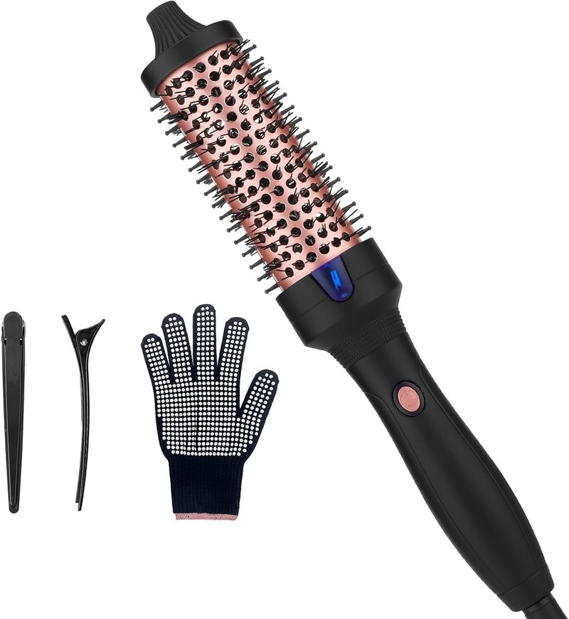 Heated Round Brush with Negative Ion Technology - 38MM Curling Iron & Hair Straightener for All Hair Types