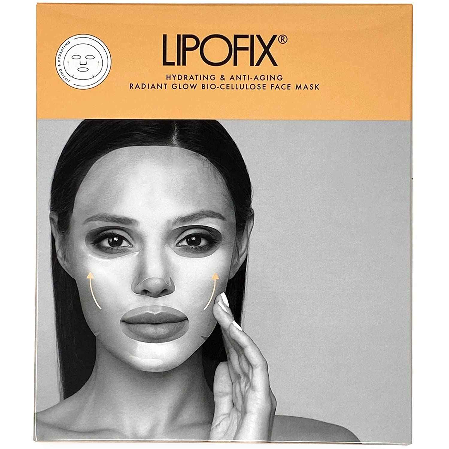 LIPOFIX Anti Aging Lifting Hydrating Facial Bio Cellulose Face Mask Sheet For Fine Line Reducing And Skin Radiance. Made in Korea 5 Masks