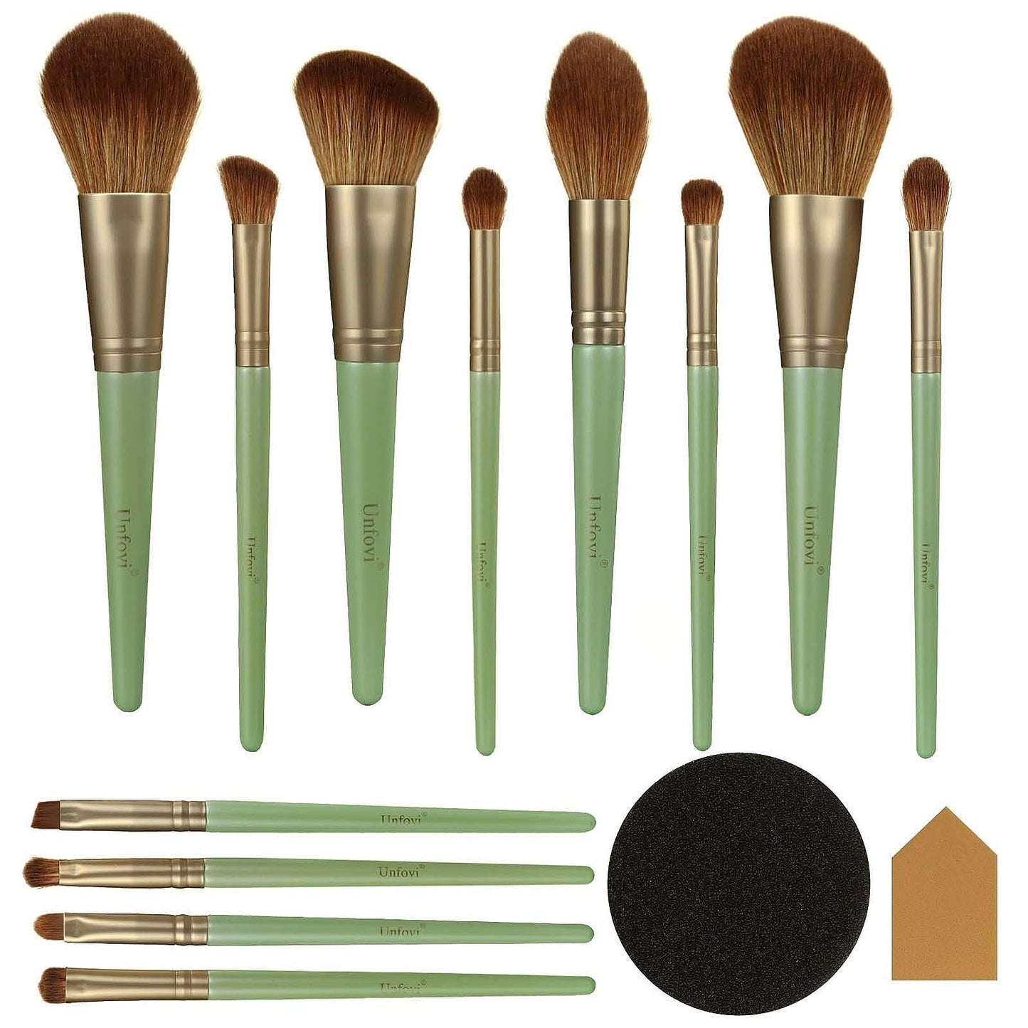 Unfovi 14 Pcs Makeup Brush Set, Cosmetic Brushes for Foundation, Concealer, Eyeshadow, Blush, Powder & Contouring, Professional Beauty Makeup Tools for Women & Beginners(Mint Green)