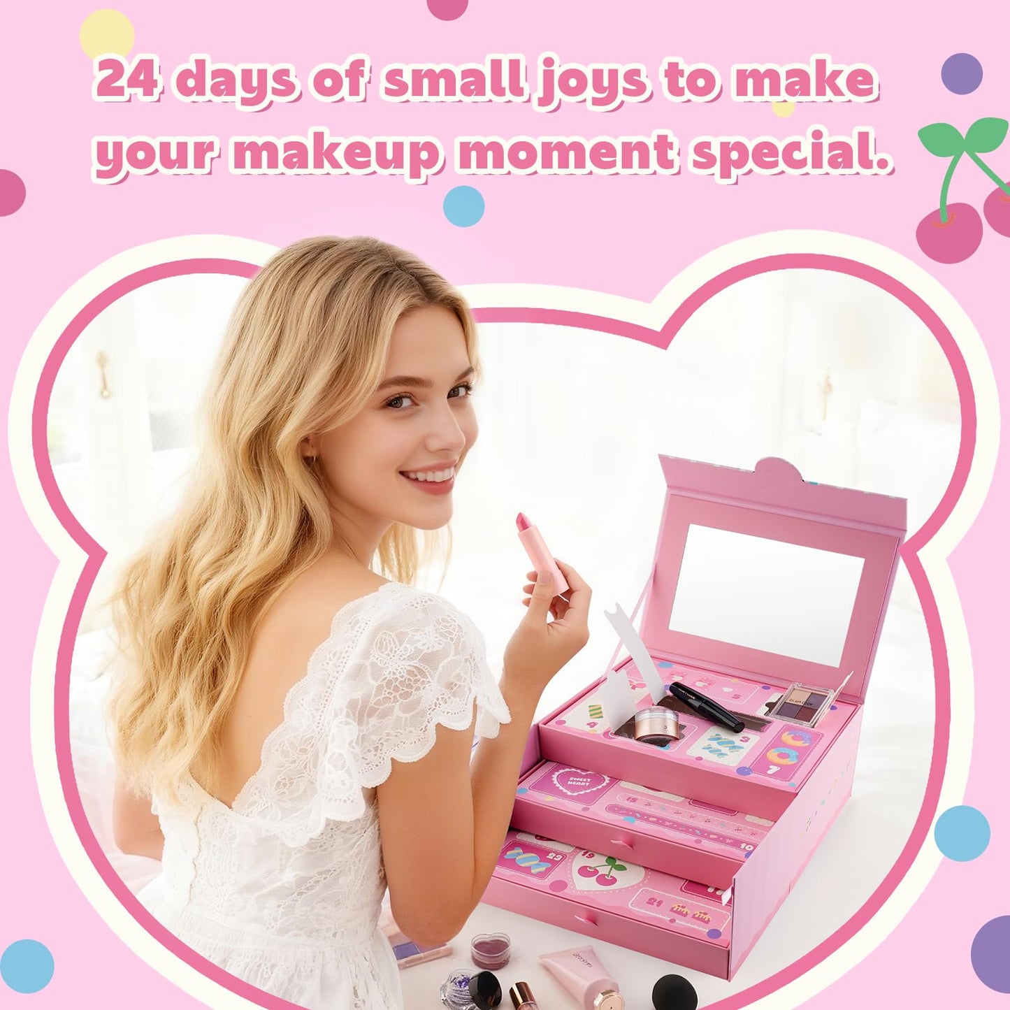 Glam Code Makeup Kit for Girl, Birthday Advent Calendar, Girls Makeup Gift Set for Teens, 24Pcs Makeup Mystery Box for Teenager Girls #Pink