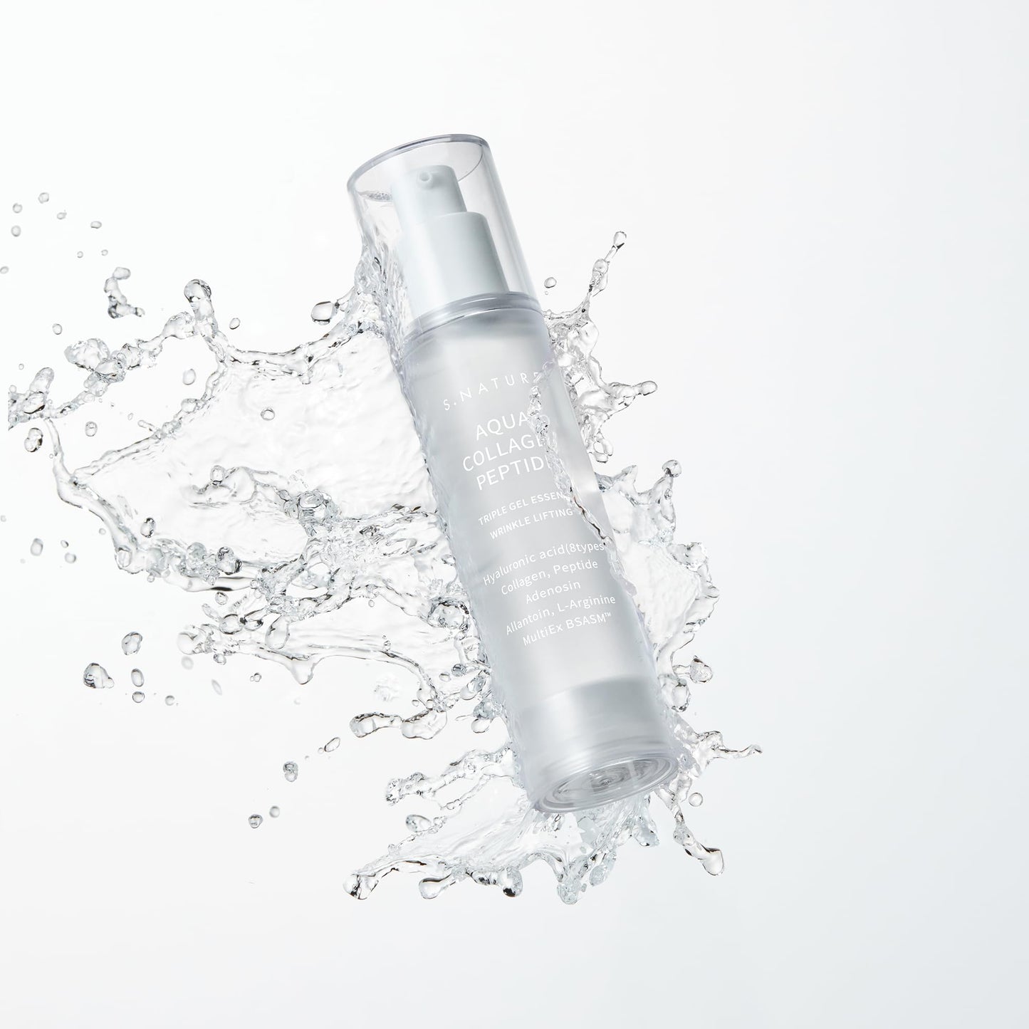S.NATURE Aqua Collagen Peptide Triple Gel Essence, Firming & Hydrating Face Essence, Plumping and Calming Gel Serum with 8 Hyaluronic Acids, Adenosine, Oil-Free Korean Skincare