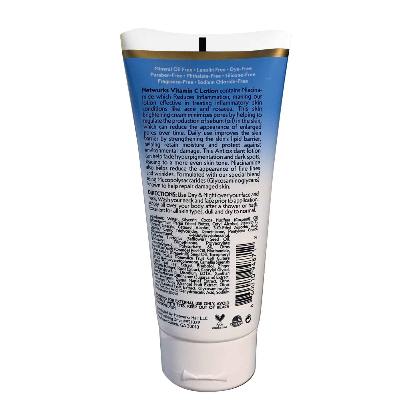 NetWurks Vitamin C Lotion, Antioxident Cream for Face & Body, Smoothes & Hydrates Skin, Helps Reduce Blemishes, Fine Lines, & Wrinkles, 6 Fl Oz