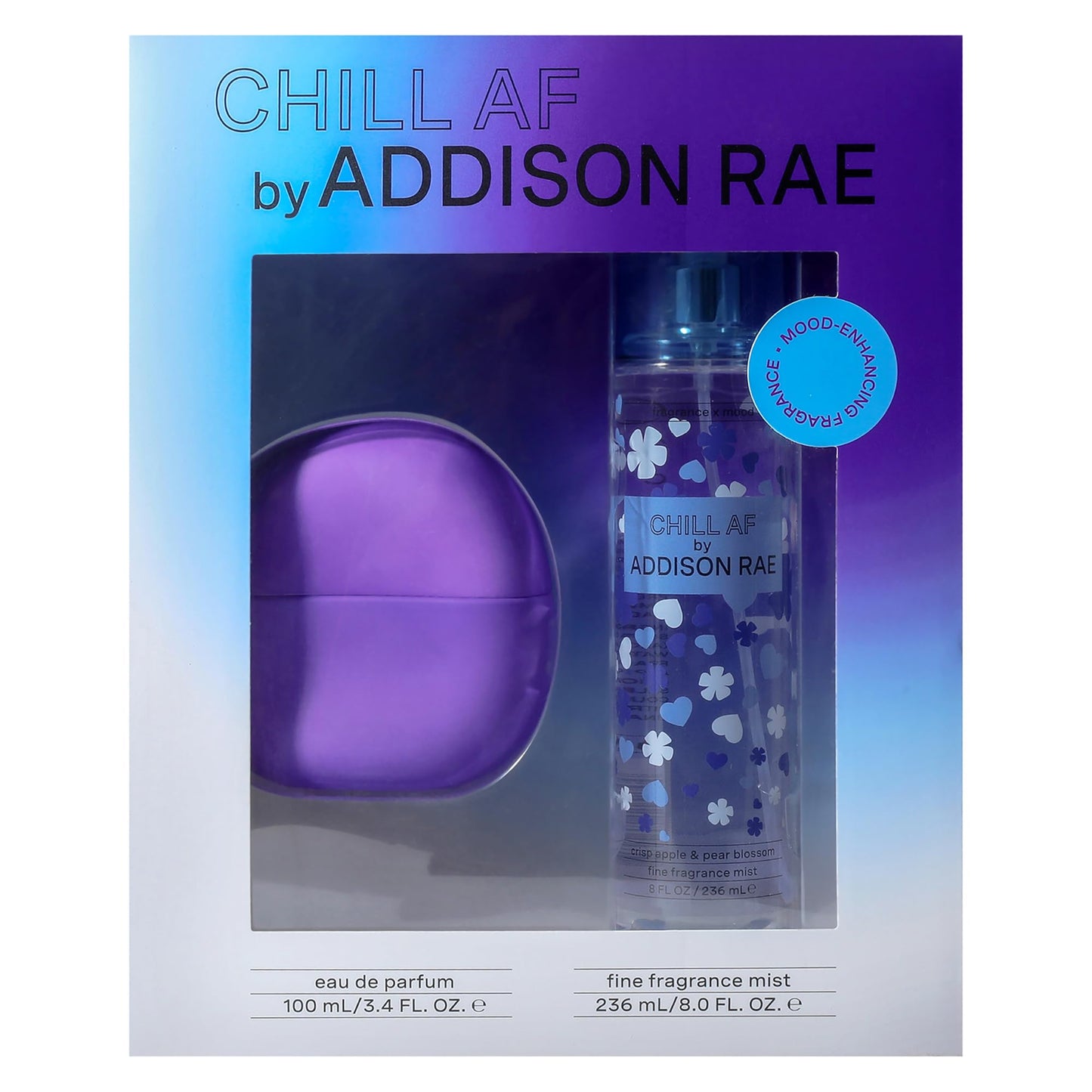 Addison Rae Fragrance Chill - Mood-Boosting Fragrance Gift Set for Women - Chamomile and Pear Blossom Notes - Eau de Parfum and Body Spray - 2 pc