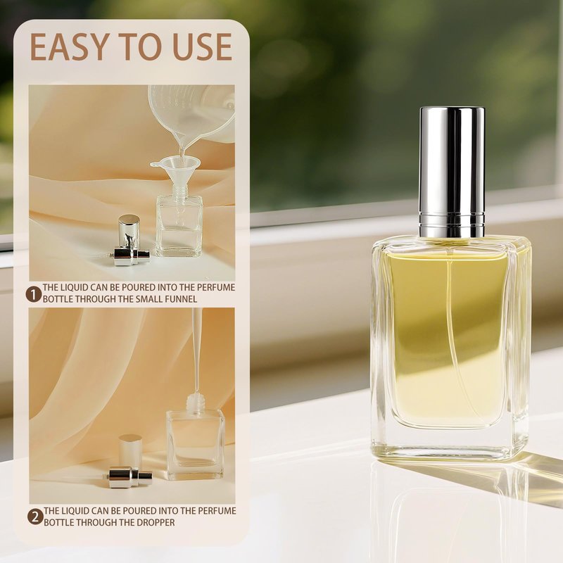 Seuqhck 20 Pack Clear Glass Perfume Bottle, 15ml Fine Mist Atomizer Spray Bottles, Empty Small Refill Fragrance Bottles with Droppers and Funnels for Travel Cleaning Face Body Essential Oil, Liquid
