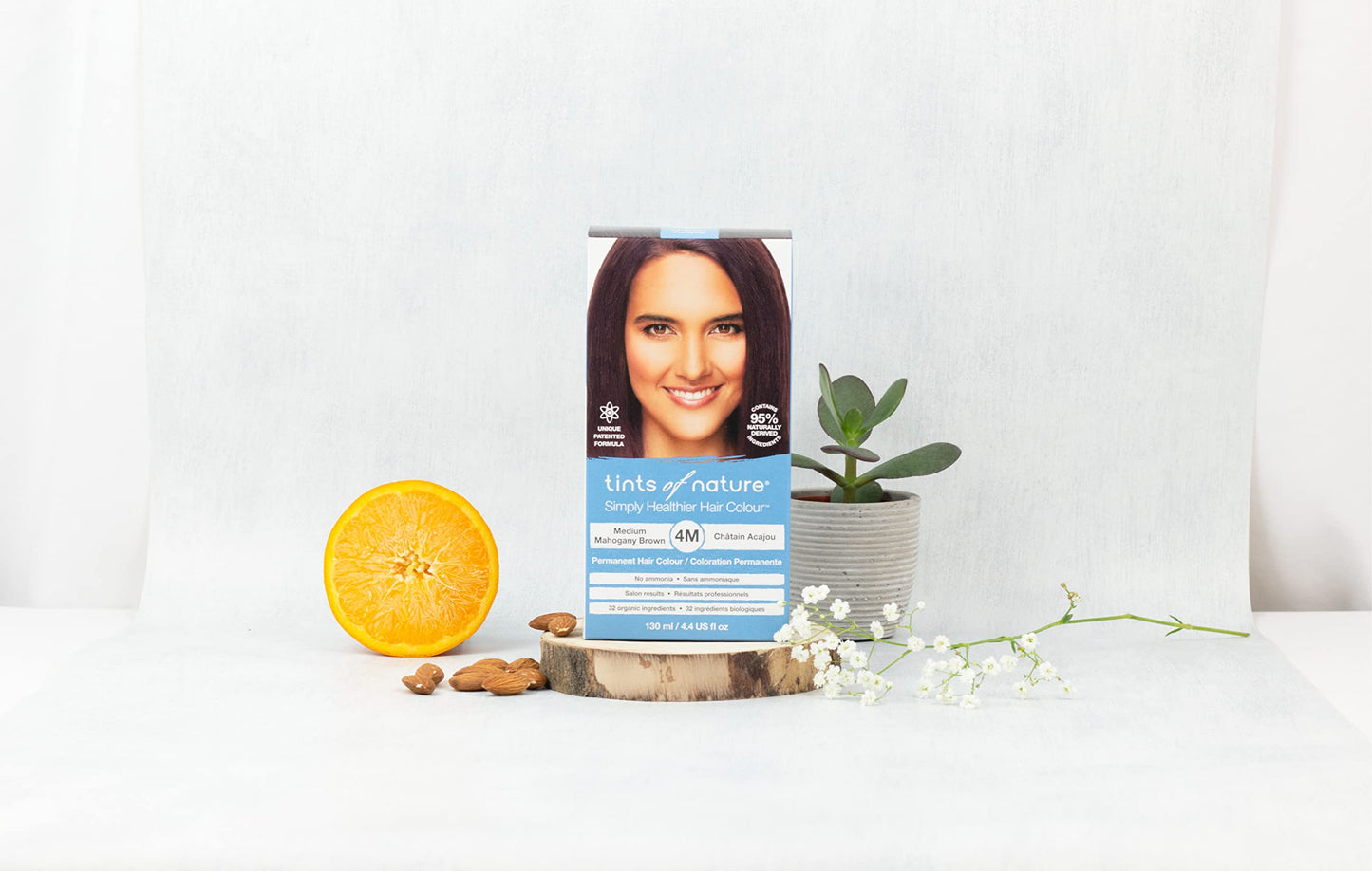 Tints of Nature 4M Medium Mahogany Brown Permanent Hair Dye, Nourishes Hair and Covers Greys, Ammonia-Free, 4.4 fl oz