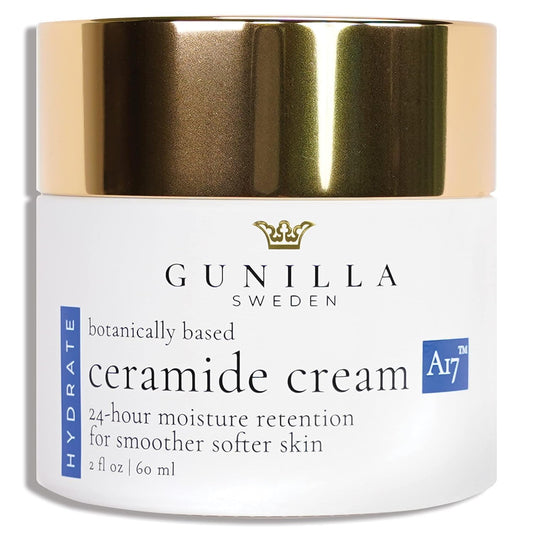 GUNILLA Ceramide Cream A17 – Spa-Grade Moisturizer with 17 Plant-Based Actives. For All Skin Types, Especially Dry or Sensitive. Fragrance-Free. Vegan. (2 oz)