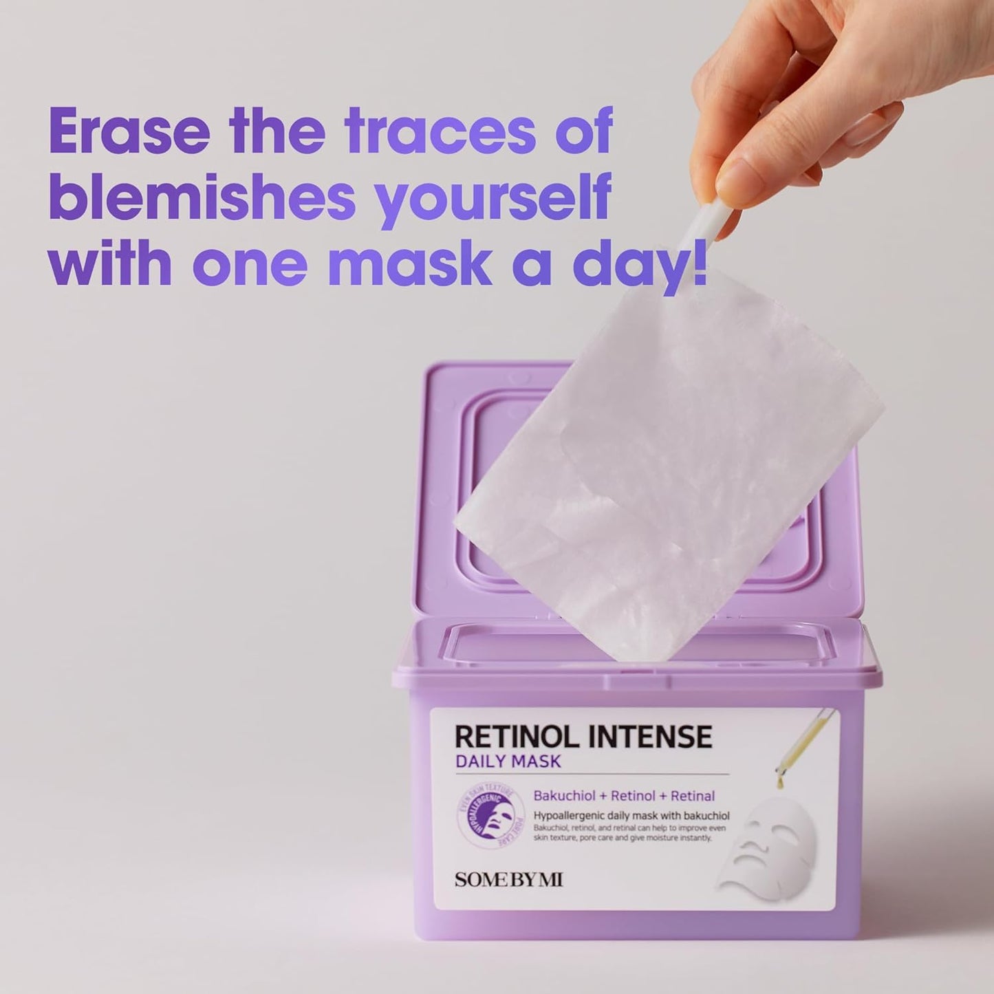 Retinol Intense Daily Mask - Vegan Korean Face Sheet Mask for Glass Skin | 30 Sheets, 11.8Oz - Improves Texture & Elasticity