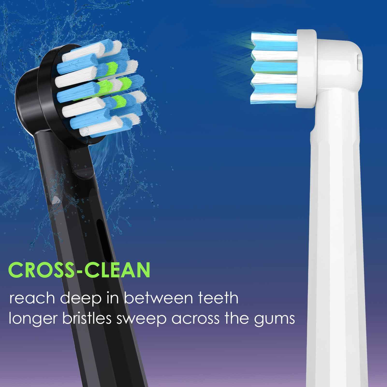 Replacement Toothbrush Heads Compatible with Oral B, Cross Sensitive Electric Brush Head Refills for Pro 1000 Genius X Smart 1500, Medium Softness Round Brush Head by BKIX