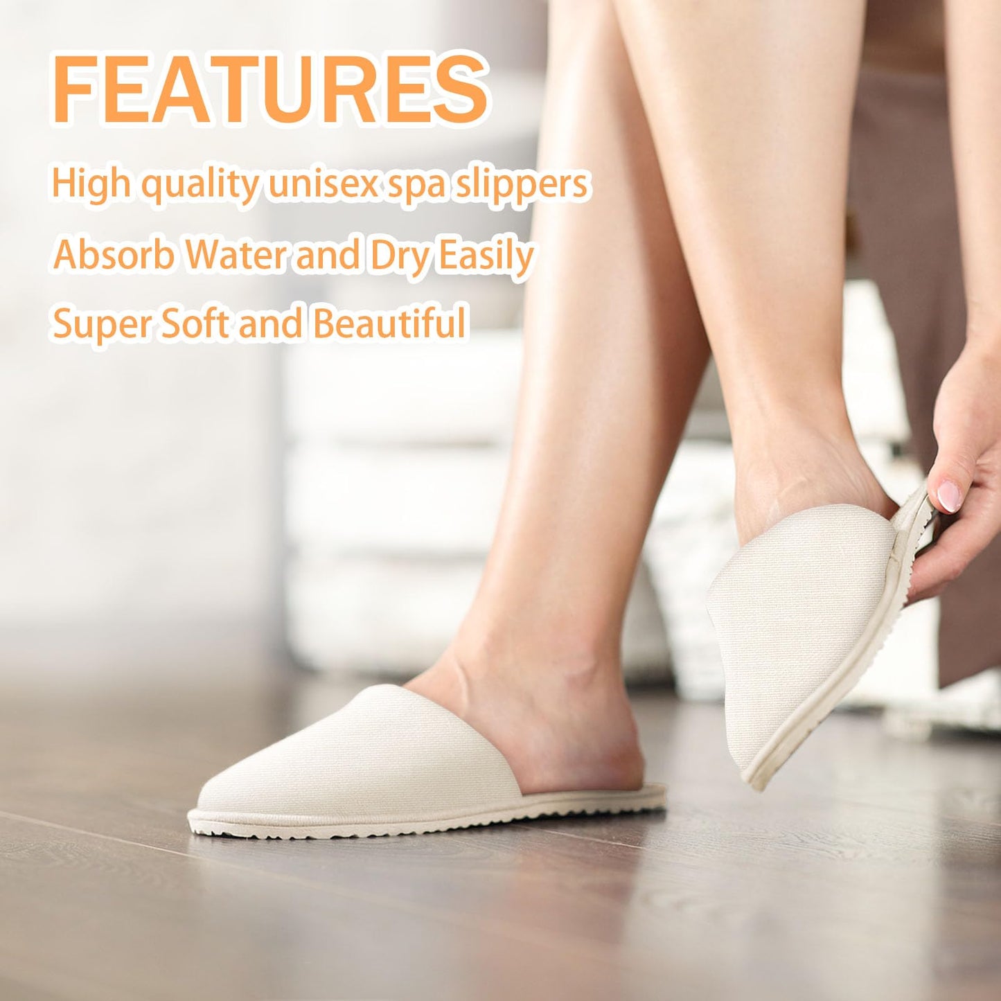 Roucerlin 12 Pairs Non Slip Disposable Slippers for Guest, Reusable Spa Slippers, Closed Toe Guest House for Men Women Home Hotel Bathroom Bedroom Wedding, Yellow