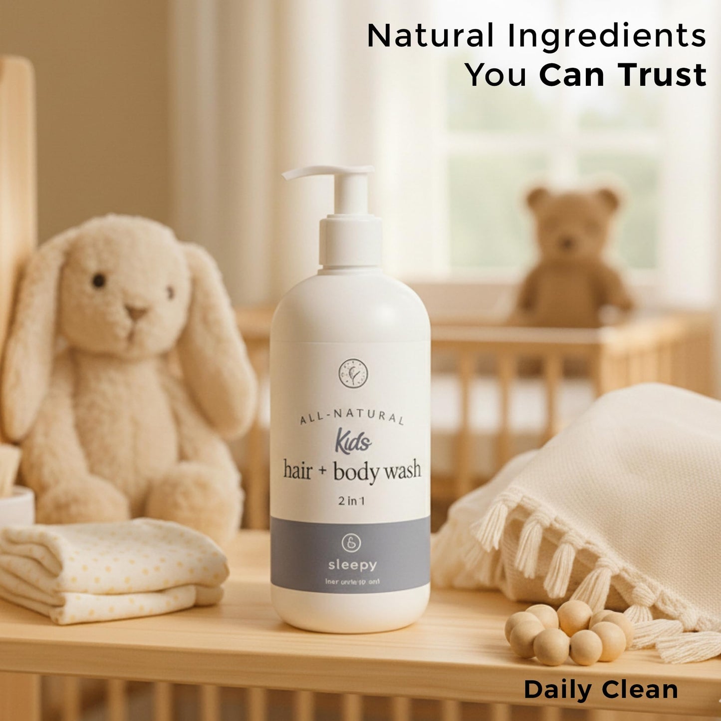Rowe Casa Organics 2-in-1 Kids Hair & Body Wash with Therapeutic Essential Oils – Sleepy Kids Shampoo & Body Wash with Floral, Relaxing & Calming scent – 16 Fl. Oz