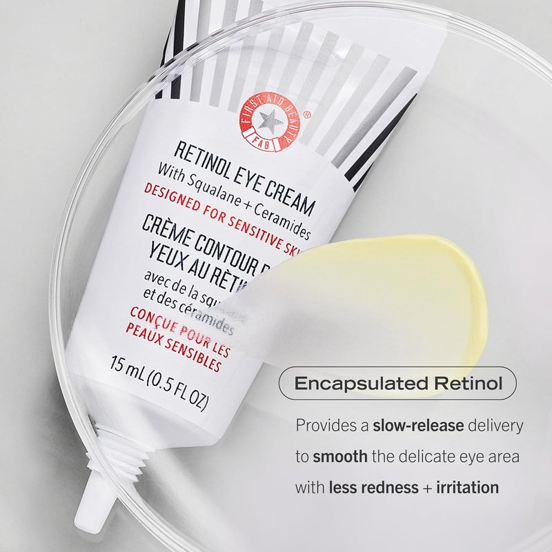 First Aid Beauty Retinol Eye Cream - Squalane & Ceramides, Anti-Aging Serum for Delicate Skin | Reduces Fine Lines & Wrinkles