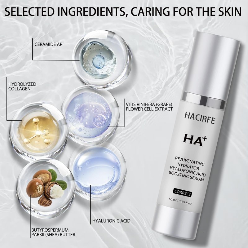 HACIRFE ElegaCell HA + Rejuvenating Hydrator Skin Hyaluronic Acid Boosting Serum for Face - Restore Hydrator Age-Defying Skincare for Women Smooth Fine Lines and Wrinkles 1.69 oz
